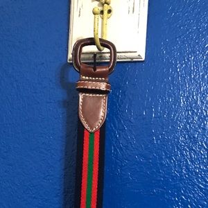 Preppy J Crew Men’s red grnblack striped belt 32